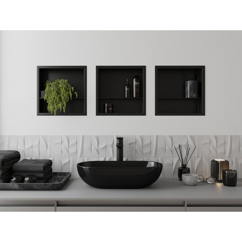 Mexen X-Wall-R вдлъбната лавица с фланец и рафт 30 x 30 см, черна - 1970303010S