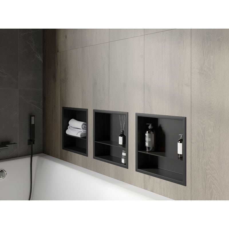 Mexen X-Wall-R вдлъбната лавица с фланец и рафт 30 x 30 см, черна - 1970303010S