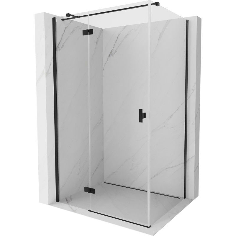 Mexen Mist H T сгъваем ляв ъглов душ 85 x 100 см, прозрачен, черен - 8A5T-085-100-70-00-L