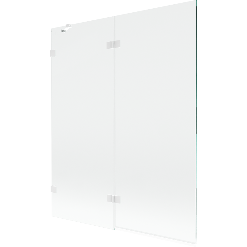 Mexen Lunar двукрилен ляв параван за вана 140 x 150 cm, прозрачен, бял - 897-140-100-20-00-L