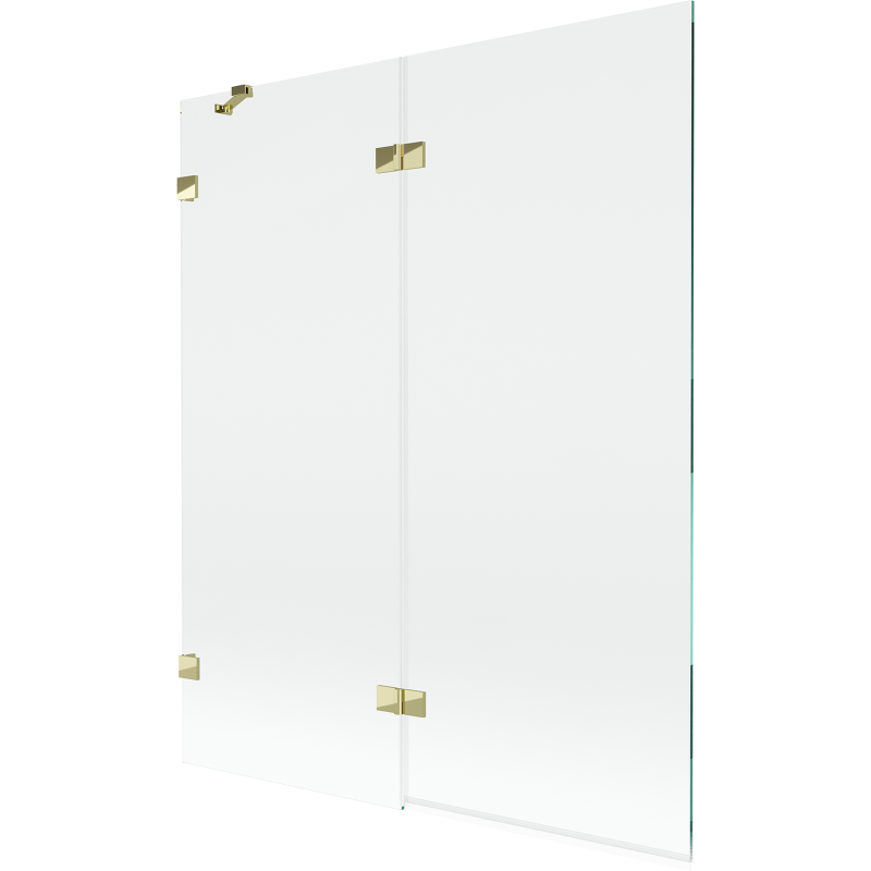 Mexen Lunar двукрилен ляв душ параван 140 x 150 см, прозрачен, златен - 897-140-100-50-00-L