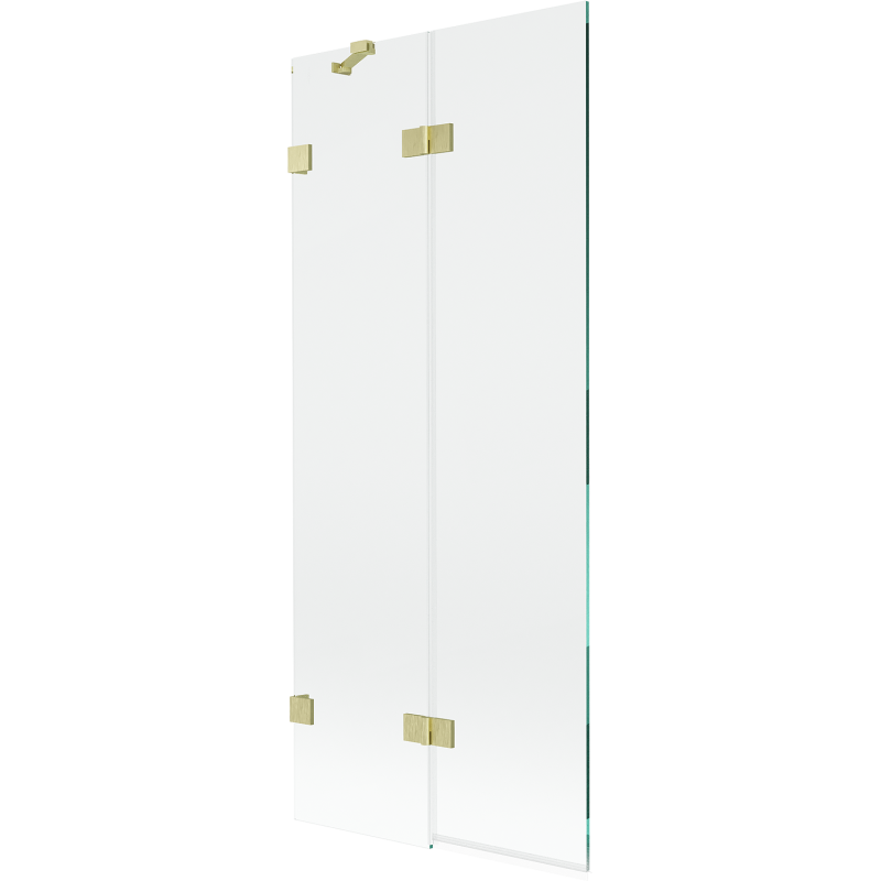 Mexen Lunar двукрилен ляв параван за вана 80 x 150 cm, прозрачен, матово златно покритие - 897-080-100-55-00-L