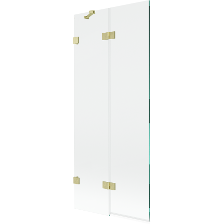Mexen Lunar двукрилен ляв параван за вана 80 x 150 cm, прозрачен, матово златно покритие - 897-080-100-55-00-L