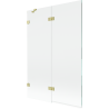 Mexen Lunar душ параван двукрилен ляв 120 x 150 см, прозрачен, златен четкан - 897-120-100-55-00-L