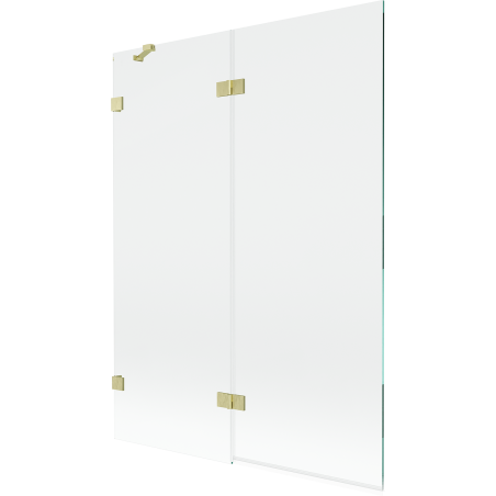 Mexen Lunar двукрилен ляв параван за вана 130 x 150 см, прозрачен, четкана златна повърхност - 897-130-100-55-00-L
