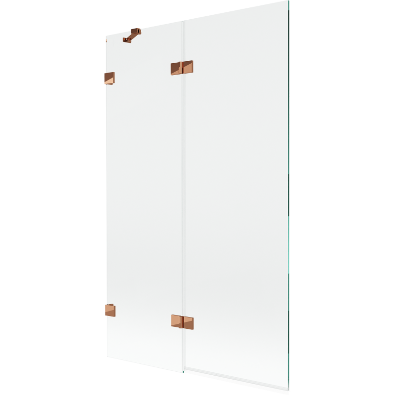 Mexen Lunar параван за вана 2-крилен ляв 110 x 150 см, прозрачен, розово злато - 897-110-100-60-00-L