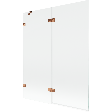 Mexen Lunar двукрилен ляв параван за вана 140 x 150 см, прозрачен, розово злато - 897-140-100-60-00-L