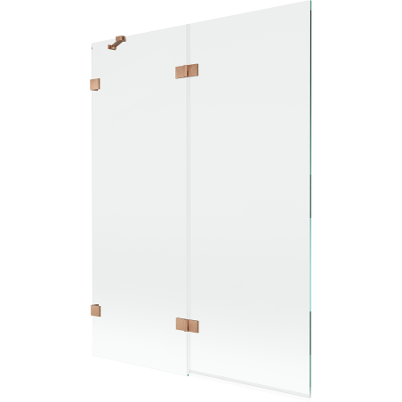 Mexen Lunar вана параван 2-крилен ляв 130 x 150 см, прозрачен, четкана мед - 897-130-100-65-00-L