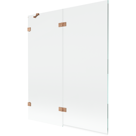 Mexen Lunar параван за вана 2-крилен ляв 140 x 150 см, прозрачен, четкан мед - 897-140-100-65-00-L