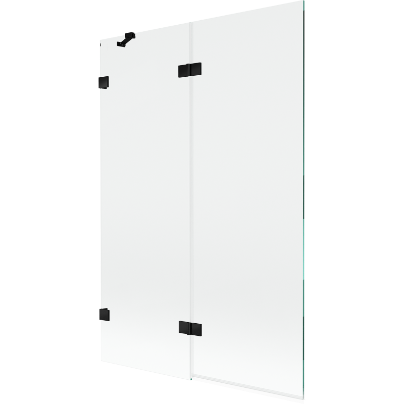 Mexen Lunar параван за вана 2-крилен ляв 120 x 150 см, прозрачен, черен - 897-120-100-70-00-L