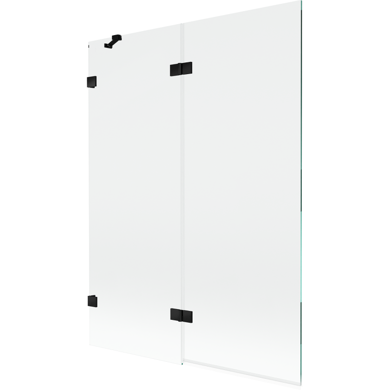 Mexen Lunar двукрилен вана параван, ляв 130 x 150 cm, прозрачен, черен - 897-130-100-70-00-L