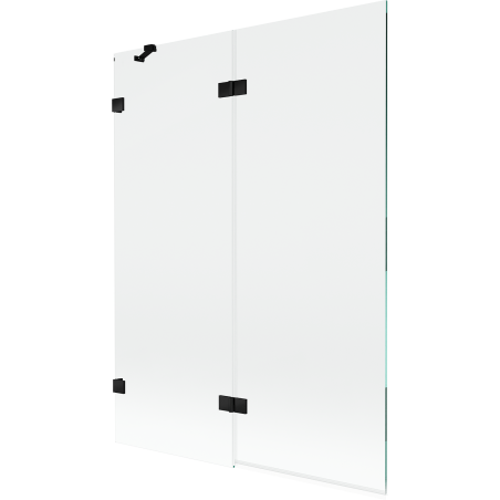 Mexen Lunar двукрилен вана параван, ляв 130 x 150 cm, прозрачен, черен - 897-130-100-70-00-L
