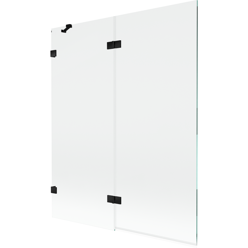 Mexen Lunar двукрилен ляв параван за вана 140 x 150 cm, прозрачен, черен - 897-140-100-70-00-L