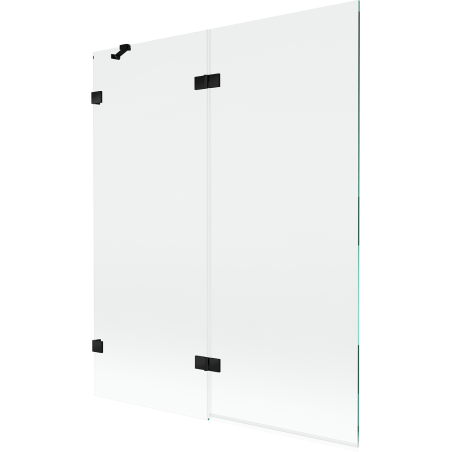 Mexen Lunar двукрилен ляв параван за вана 140 x 150 cm, прозрачен, черен - 897-140-100-70-00-L