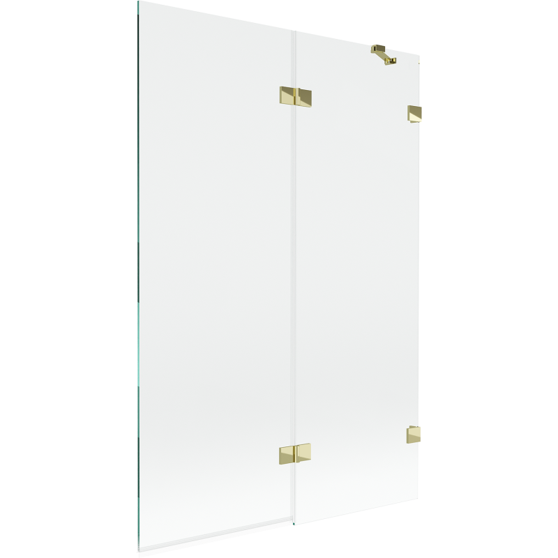 Mexen Lunar параван за вана с две крила, десен 120 x 150 см, прозрачен, златист - 897-120-100-50-00-P