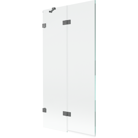 Mexen Lunar двукрилен ляв параван за баня 90 x 150 см, прозрачен, тъмен метал - 897-090-100-95-00-L