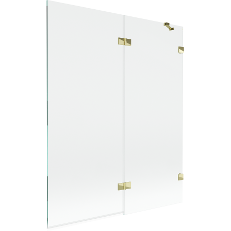 Mexen Lunar сгъваем параван за вана, 2-крилен, десен 140 x 150 см, прозрачен, златен - 897-140-100-50-00-P