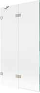 Mexen Lunar двукрилен ляв параван за вана 100 x 150 cm, прозрачен, четкан никел - 897-100-100-97-00-L