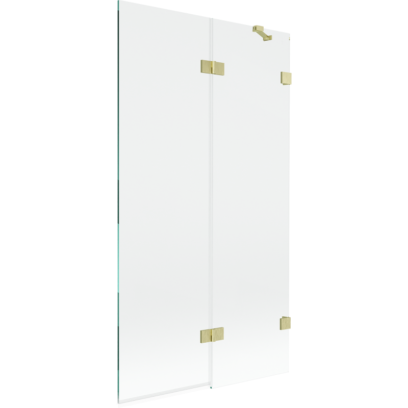 Mexen Lunar двукрилен параван за вана, десен 100 x 150 см, прозрачен, златен четкан - 897-100-100-55-00-P