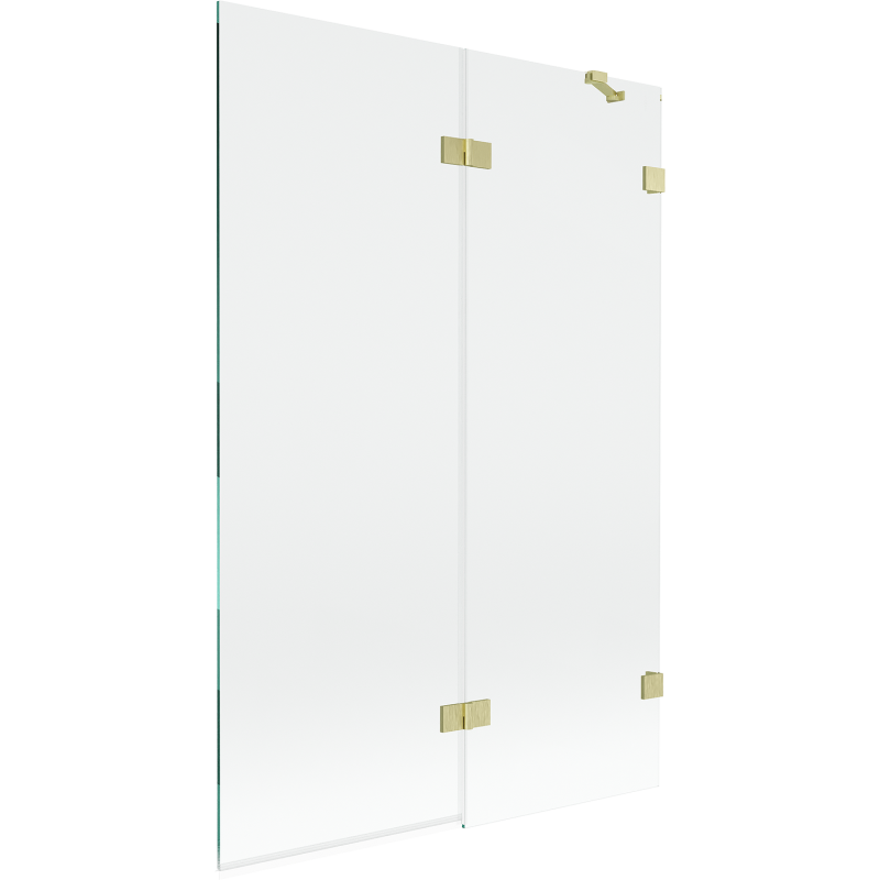 Mexen Lunar преграда за вана 2-крилна дясна 120 x 150 см, прозрачна, златисто четкана - 897-120-100-55-00-P