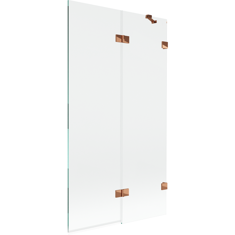 Mexen Lunar параван за вана с 2 крила, десен 100 x 150 см, прозрачен, розово злато - 897-100-100-60-00-P