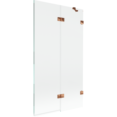 Mexen Lunar параван за вана с 2 крила, десен 100 x 150 см, прозрачен, розово злато - 897-100-100-60-00-P