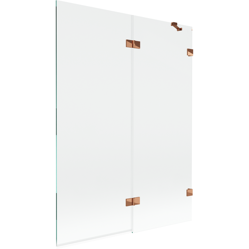 Mexen Lunar двукрилен параван за вана, десен 130 x 150 см, прозрачен, розово злато - 897-130-100-60-00-P