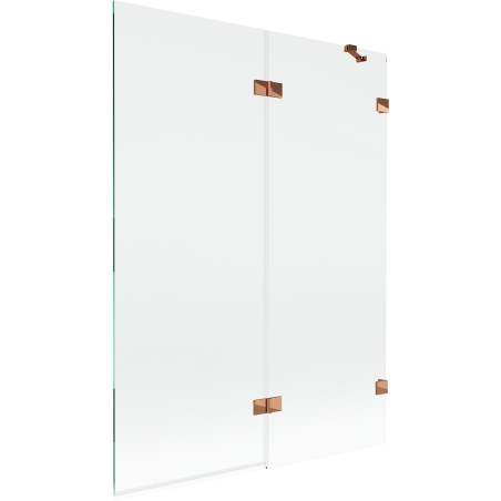 Mexen Lunar двукрилен параван за вана, десен 130 x 150 см, прозрачен, розово злато - 897-130-100-60-00-P