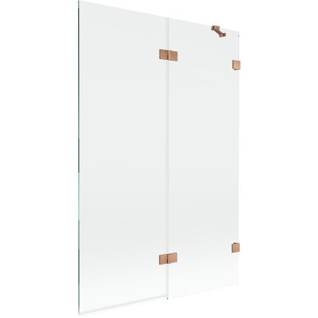 Mexen Lunar двукрилен параван за вана, десен 120 x 150 см, прозрачен, четкан мед - 897-120-100-65-00-P