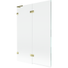 Mexen Lunar L, вана параван с 2 крила, ляв 120 x 150 cm, прозрачен, златист - 897L-120-100-50-00-L