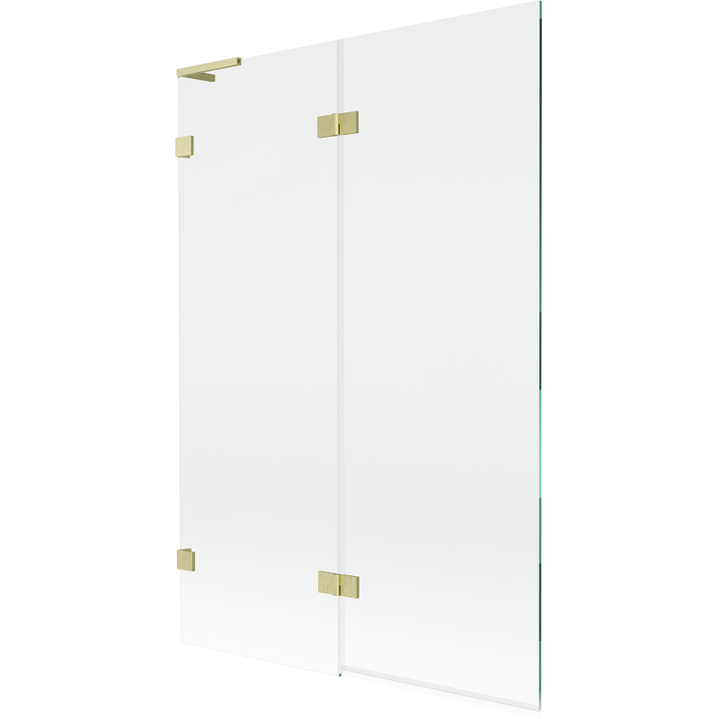Mexen Lunar L параван за вана 2-крилен, ляв 120 x 150 cm, прозрачен, златисто четкан - 897L-120-100-55-00-L