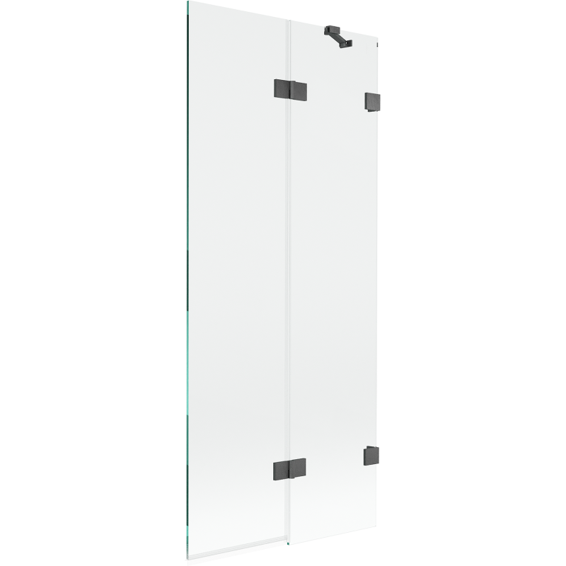 Mexen Lunar параван за баня, двукрилен, десен, 80 x 150 см, прозрачен, четкана пистолетна сива - 897-080-100-66-00-P