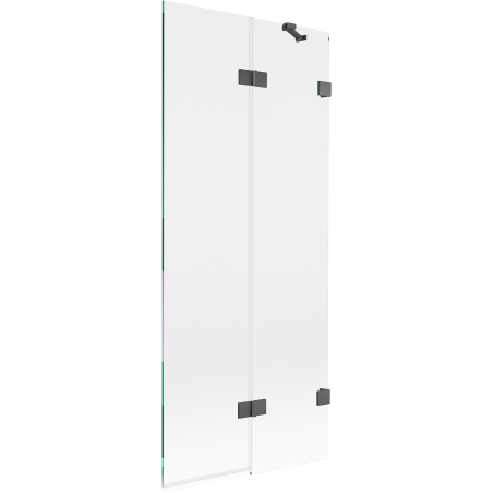 Mexen Lunar параван за баня, двукрилен, десен, 80 x 150 см, прозрачен, четкана пистолетна сива - 897-080-100-66-00-P