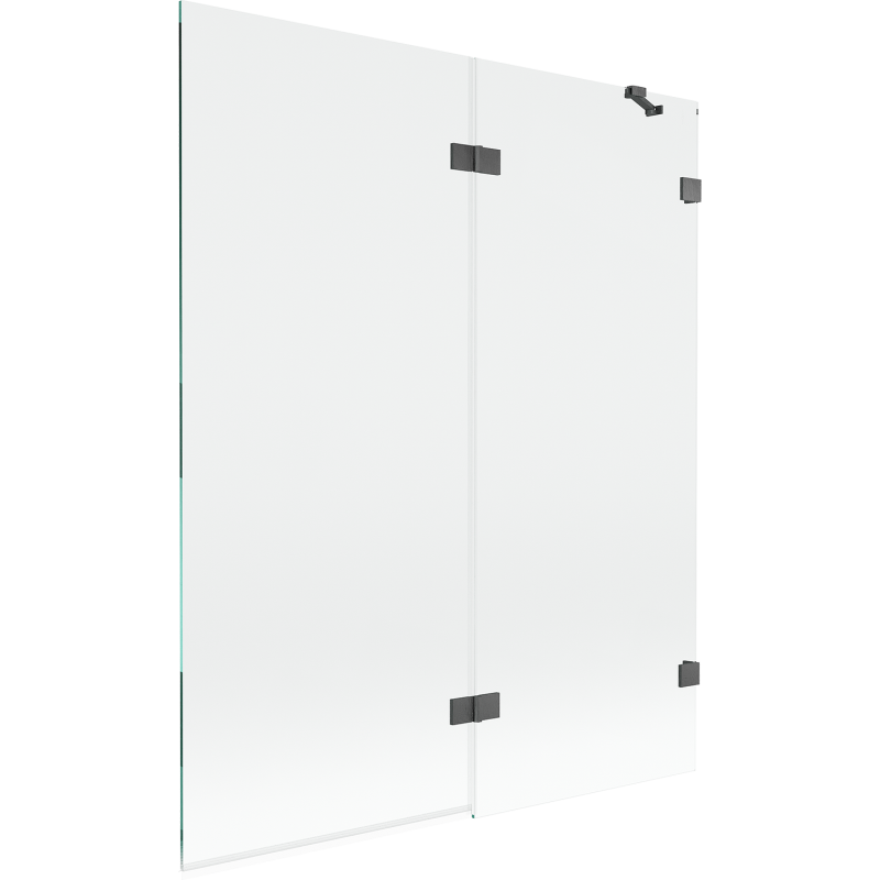 Mexen Lunar параван за вана 2-крилен десен 140 x 150 см, прозрачен, четка gun grey - 897-140-100-66-00-P