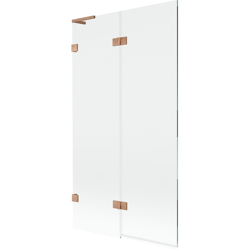 Mexen Lunar L параван във вана с 2 крила ляв 100 x 150 cm, прозрачен, четована мед - 897L-100-100-65-00-L