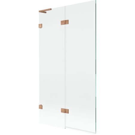Mexen Lunar L параван във вана с 2 крила ляв 100 x 150 cm, прозрачен, четована мед - 897L-100-100-65-00-L