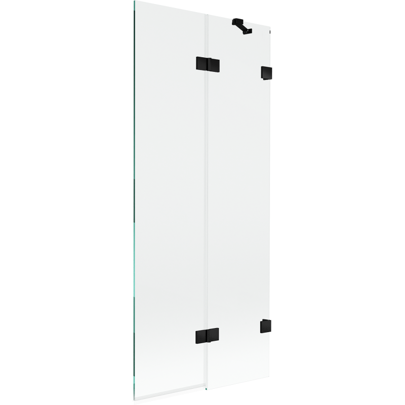 Mexen Lunar параван за вана 2-крилен десен 80 x 150 см, прозрачен, черен - 897-080-100-70-00-P