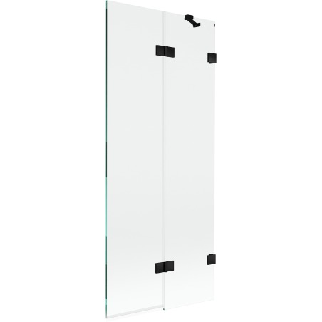 Mexen Lunar параван за вана 2-крилен десен 80 x 150 см, прозрачен, черен - 897-080-100-70-00-P