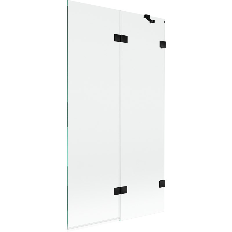 Mexen Lunar параван за вана с 2 крила, десен 100 x 150 см, прозрачeн, черен - 897-100-100-70-00-P