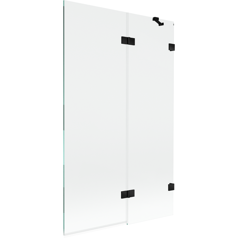 Mexen Lunar параван за баня, двукрилен десен 110 x 150 см, прозрачен, черен - 897-110-100-70-00-P