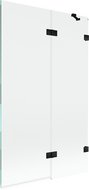 Mexen Lunar параван за баня, двукрилен десен 110 x 150 см, прозрачен, черен - 897-110-100-70-00-P
