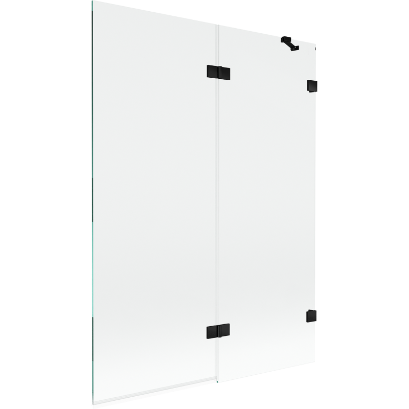 Mexen Lunar двукрилен параван за вана десен 130 x 150 см, прозрачен, черен - 897-130-100-70-00-P