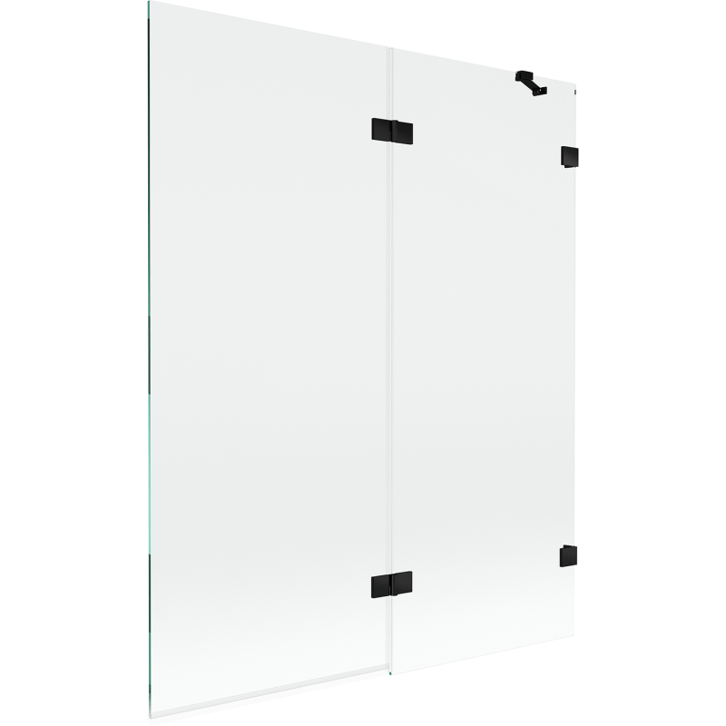 Mexen Lunar параван за вана 2-крила десен 140 x 150 см, прозрачен, черен - 897-140-100-70-00-P
