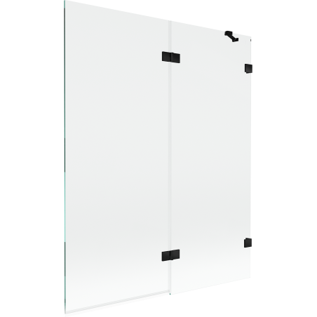 Mexen Lunar параван за вана 2-крила десен 140 x 150 см, прозрачен, черен - 897-140-100-70-00-P