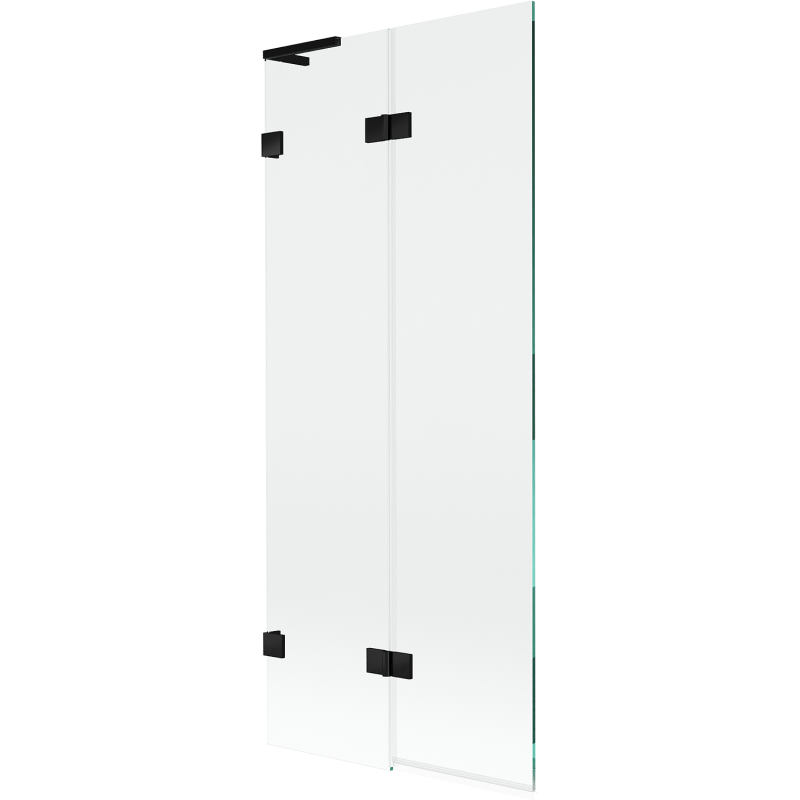 Mexen Lunar L двукрилен ляв параван за вана 80 x 150 см, прозрачен, черен - 897L-080-100-70-00-L