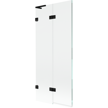 Mexen Lunar L двукрилен ляв параван за вана 80 x 150 см, прозрачен, черен - 897L-080-100-70-00-L