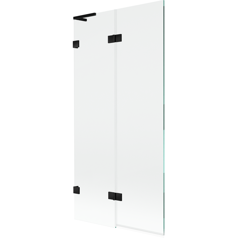 Mexen Lunar L 2-крилен, ляв параван за вана 90 x 150 см, прозрачен, черен - 897L-090-100-70-00-L
