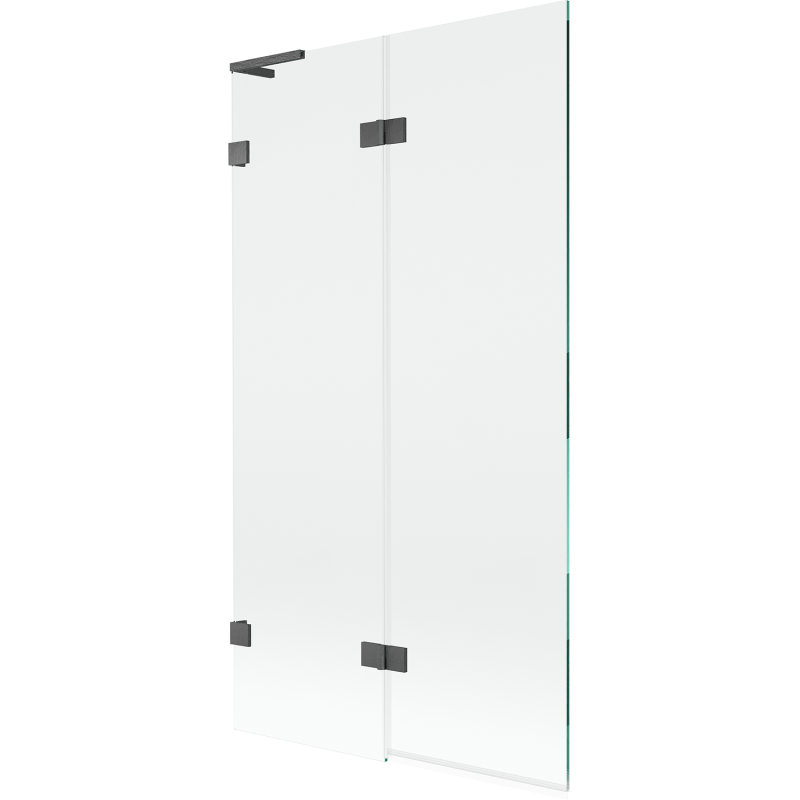 Mexen Lunar L двукрила лява вана 100 x 150 cm, прозрачна, полиран сив металик - 897L-100-100-66-00-L