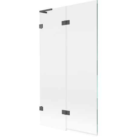 Mexen Lunar L двукрила лява вана 100 x 150 cm, прозрачна, полиран сив металик - 897L-100-100-66-00-L