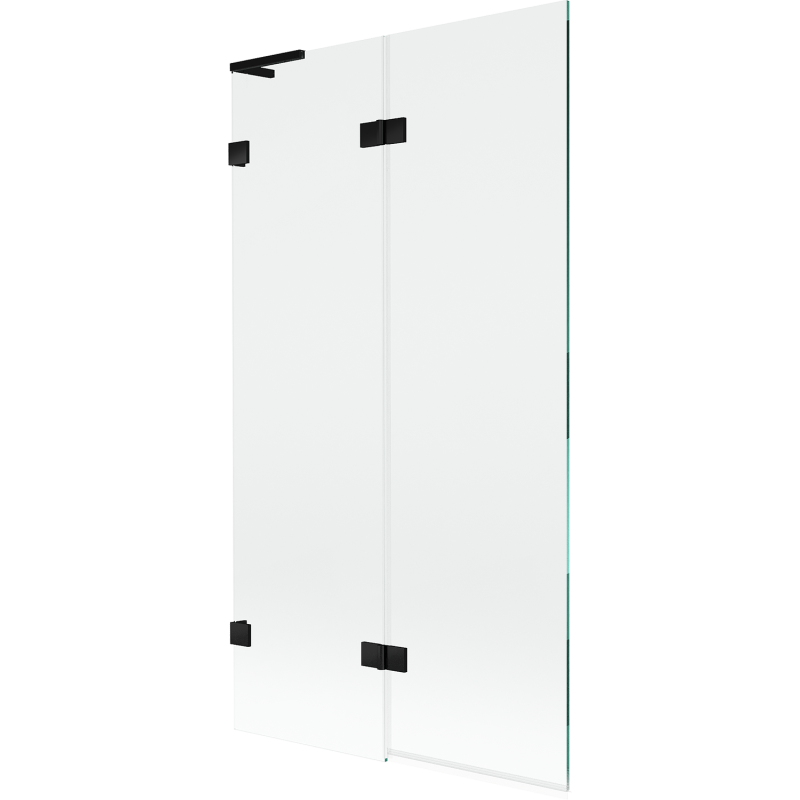 Mexen Lunar L параван за вана двукрилен ляв 100 x 150 см, прозрачен, черен - 897L-100-100-70-00-L